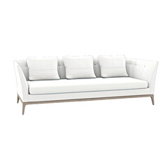 White sofa isolated on white png transparent background