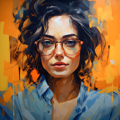 Expressionism art of woman wearing glasses