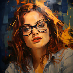 Expressionism art of woman wearing glasses