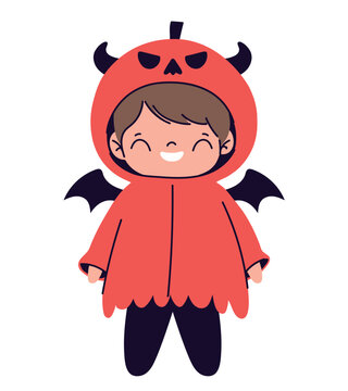 halloween boy dressed as a devil