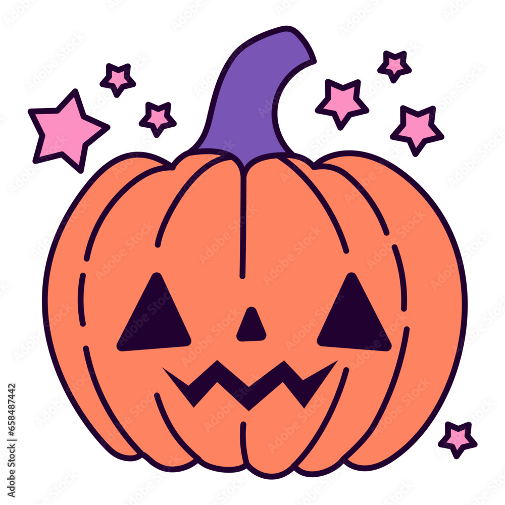 Wall mural halloween pumpkin with stars