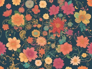 Zelfklevend Fotobehang Playful Blooms: Abstract Floral Whimsy Background © Paper