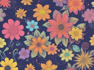 Fototapeta na wymiar Playful Blooms: Abstract Floral Whimsy Background