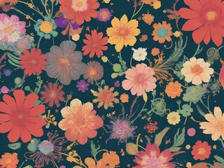 Playful Blooms: Abstract Floral Whimsy Background