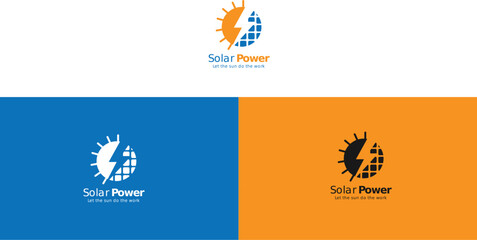 Obraz na płótnie Canvas Solar Power Logo, Electric Logo, Energy Logo, Combination mark logo, Solar Power, Solar Energy Logo