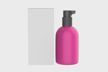 Pump bottle. cosmetic lotion bottle blank. Plastic body gel container or cream shampoo packaging product. 3d illustration up