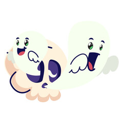 Halloween skull with ghost