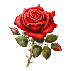 Watercolor floral bouquet composition with red roses, png transparent background, generative ai.