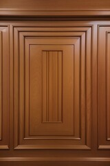 Luxury wood paneling background or texture. highly crafted classic  traditional wood paneling, with a frame pattern, often seen in courtrooms, premium hotels, and law offices, antique