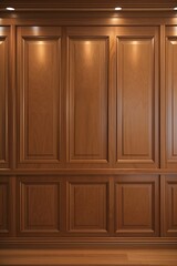 Luxury wood paneling background or texture. highly crafted classic  traditional wood paneling, with a frame pattern, often seen in courtrooms, premium hotels, and law offices, architecture