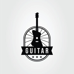 silhouette guitar or bass for music logo vector illustration design