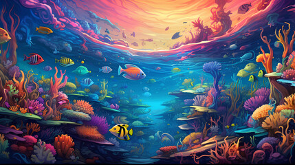 illustration of A fantastical underwater world
