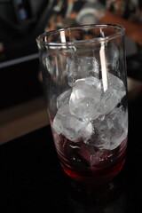 cold ice cube in the glass ready to use