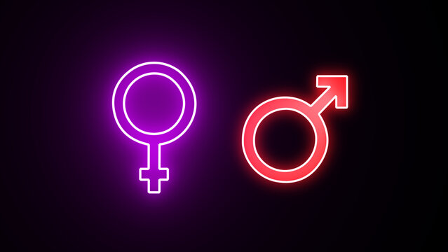 neon Gender icon design. Male, female sign of gender equality icon.