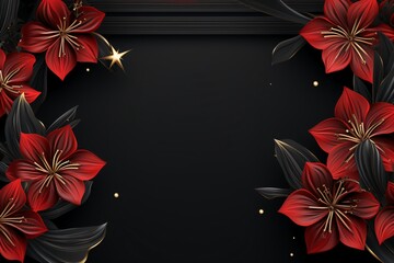 Obraz premium red flowers on card with black background