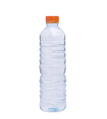 Plastic bottle of water isolated on white background .