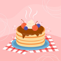 Flat design of cute pancake day illustration