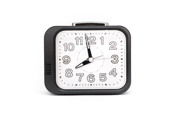 Black alarm clock isolated on white background,Clipping path.