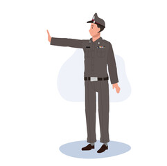 Thai Police Officer in uniform with Stop Sign. Traffic Stop