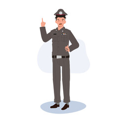 Thai Policeman Offering Guidance.  Thai Cop in Uniform Providing Assistance