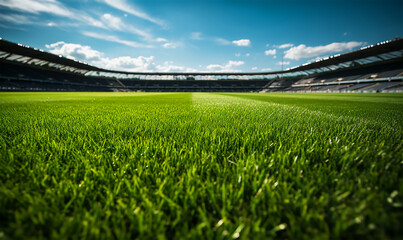 a pristine soccer stadium lawn