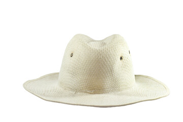 Cowboy hat isolated on white , Palm leaf hat or farmer's hat isolated on white background with...