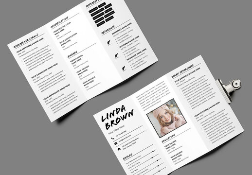 Clean Trifold Brochure Resume Template Design