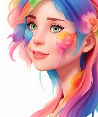 portrait of a woman with colorful makeup