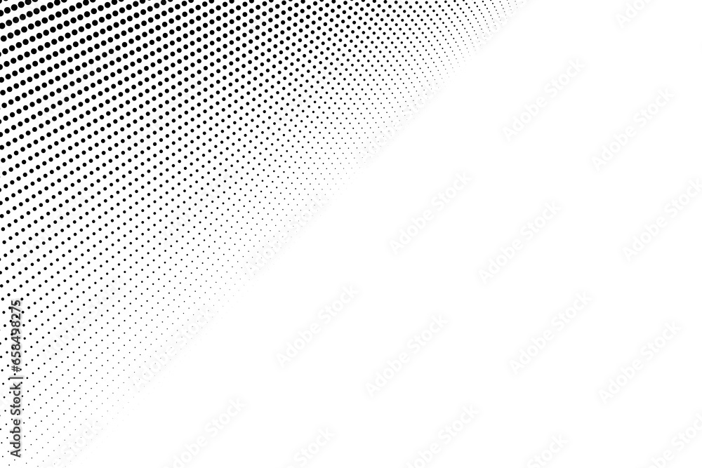 Poster abstract halftone flowing wavy black gradient dots shape isolated on transparent background. digital