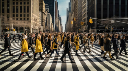 People on zebra crossing in New York City, United States of America.