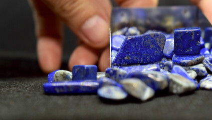 Lapis lazuli is a blue stone. for making jewelry