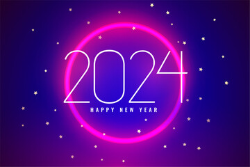 happy new year 2024 celebration background in neon style