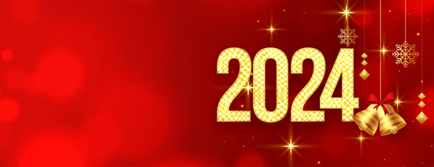 2024 new year wallpaper with text space and xmas decoration