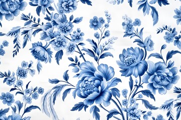 Blue and white Chinese porcelain Rennaissance Floral pattern background wallpaper wedding mockup post card invitation - obrazy, fototapety, plakaty