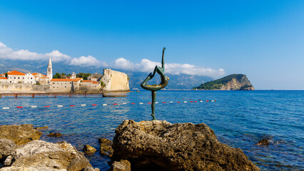 Budva old town and statue of Ballerina- Montenegro