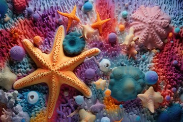 Abstraction using colorful sea sponges and starfish 