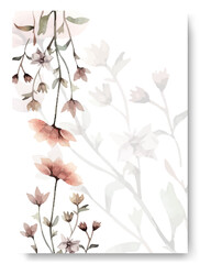 Beautiful hand drawn nude chrysanthemum flower wedding invitation card set