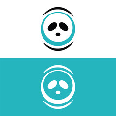 Panda logo design vector template, Loving baby pandas, vector illustration,panda bear cartoon illustration, panda line art logo design