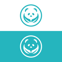 Panda logo design vector template, Loving baby pandas, vector illustration,panda bear cartoon illustration, panda line art logo design