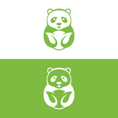 Panda logo design vector template, Loving baby pandas, vector illustration,panda bear cartoon illustration, panda line art logo design