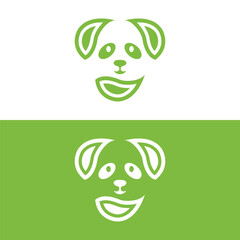 Panda logo design vector template, Loving baby pandas, vector illustration,panda bear cartoon illustration, panda line art logo design