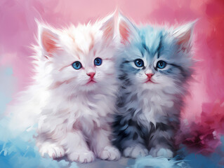 Two kittens. Digital art.