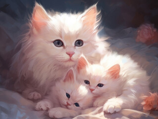 Three kittens. Digital art.