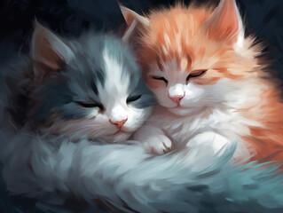 Fototapeta premium Two kittens. Digital art.