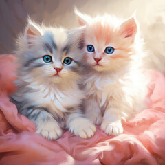 Two kittens. Digital art.