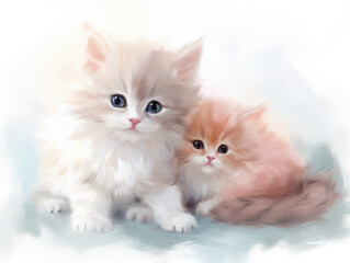 Two kittens. Digital art.