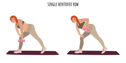 Pregnant woman doing single bentover row exercise