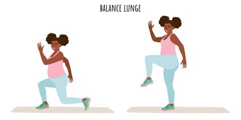 Young pregnant woman doing balance lunge exercise