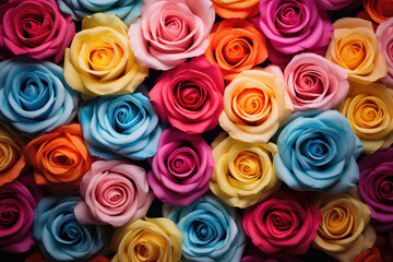 Assortiment of colorful roses background