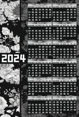 Monthly Modern well calendar design 2024, One page 2024, 2024 yearly Premium calendar for hanging on the wall, KDP calendar design